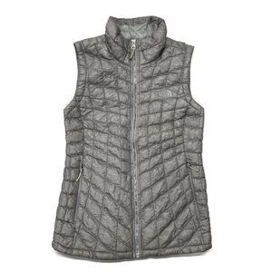 The North‎ Face Thermoball Vest Womens Small Gray Full Zip Lightweight Quilted